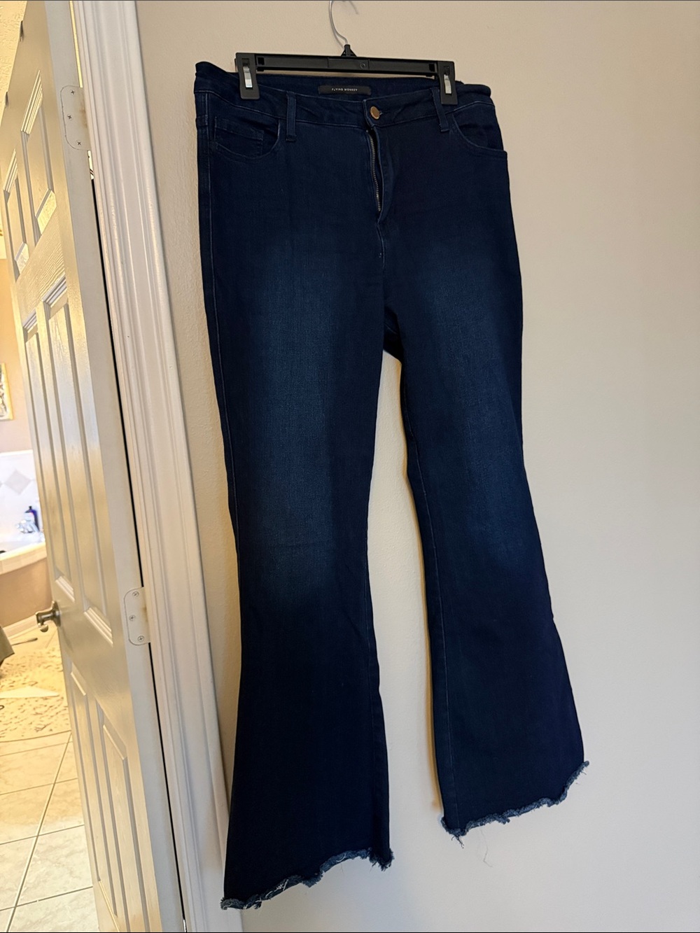 Flying Monkey Dark Blue High Rise Flare Jeans - Women's Stretch Denim